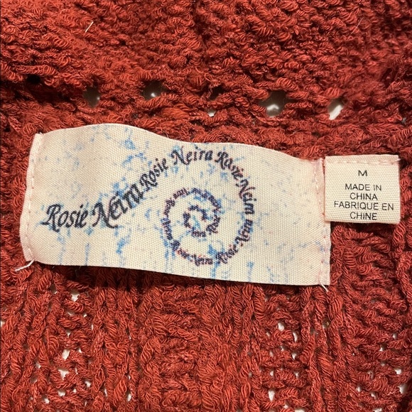 Anthropologie • Rosie Neira circle knit burnt orange/rust cardigan • Size: M - Picture 3 of 13